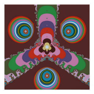 Poster Motif d'art rétro psychédélique des années 70