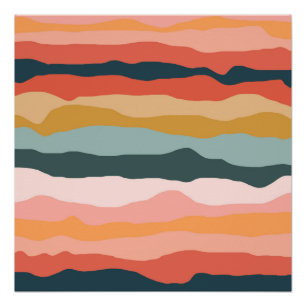 Poster Motif de bande de corail terrestre coloré Abstrait