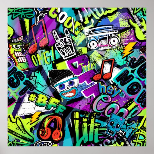 Poster motif de bande dessinée sans soudure Abstrait. Rép (Devant)