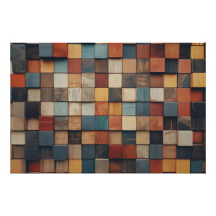 Poster Motif de blocs en bois colorés rustiques
