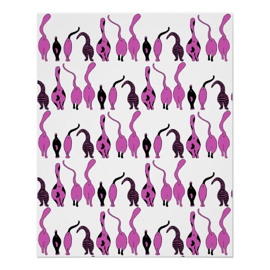 Poster Motif de boutons de chats violets (Devant)