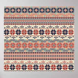 Poster Motif De Broderie Palestinienne : Beauté Tradition