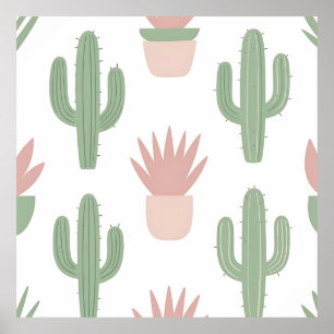 Poster Motif de cactus pastel succulent
