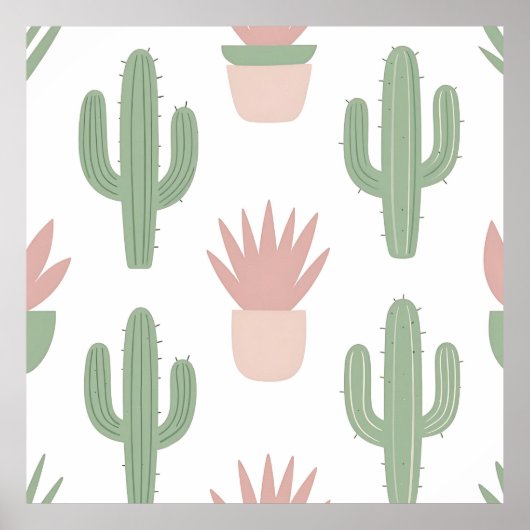Poster Motif de cactus pastel succulent (Devant)