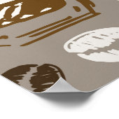 Poster Motif de café doodé à la main arrière - plan (Coin)