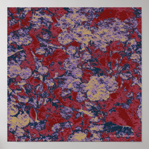 Poster Motif de camouflage de feuilles et de fleurs color
