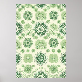 Poster Motif de carreaux botaniques verts d'inspiration v