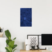 Poster Motif de carte mère Geek bleu (Bureau à domicile)