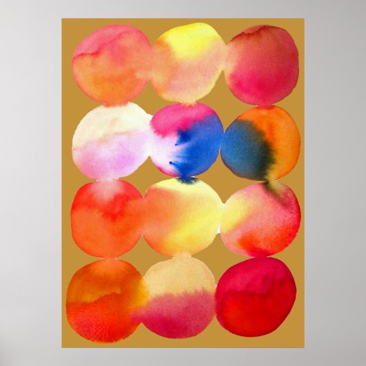 Poster Motif de cercle à l'aquarelle, art abstrait de cou (Devant)