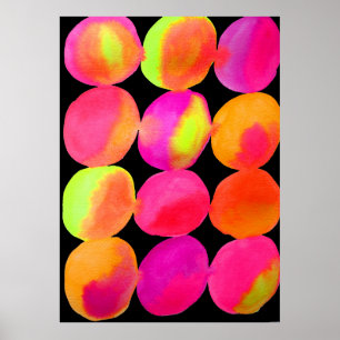 Poster Motif de cercle aquarelle néon art abstrait couleu