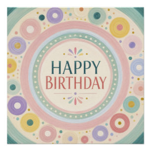 Poster Motif de cercle rétro coloré d'anniversaire