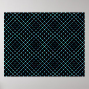 Poster Motif de chaîne de clôture élégant bleu sarcelle m