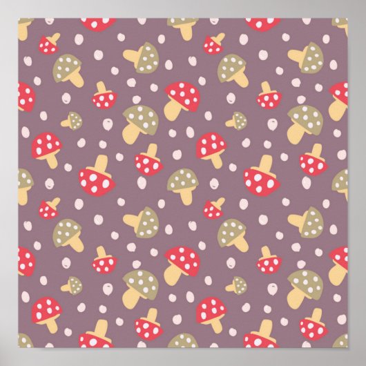 Poster Motif de champignons (Devant)