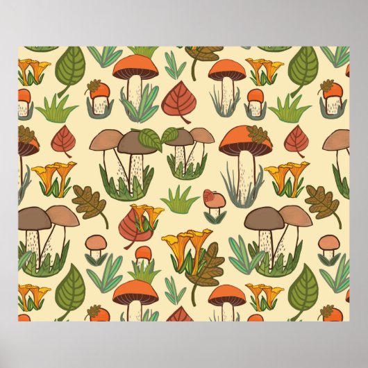 Poster Motif de champignons. (Devant)