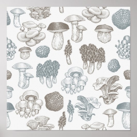 Poster Motif de champignons (Devant)