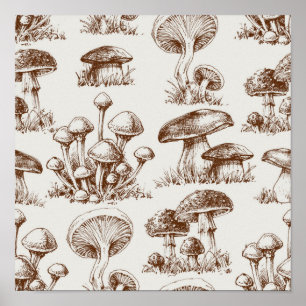 Poster Motif de champignons