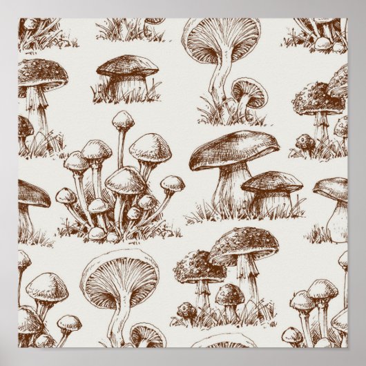 Poster Motif de champignons (Devant)