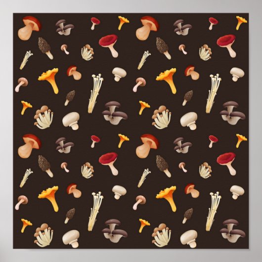 Poster Motif de champignons (Devant)