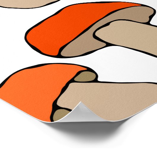 Poster Motif de champignons d'Aspen rouge orange (Coin)