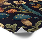 Poster Motif de champignons et de fleurs 2 (Coin)