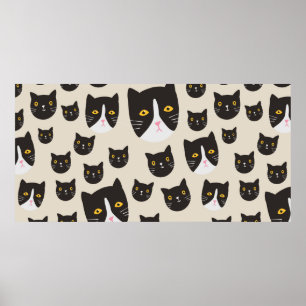 Poster Motif de chat sans couture/