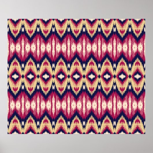 Poster Motif de chevron ikat rose ethnique arrière - plan (Devant)
