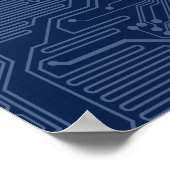 Poster Motif de circuit Geek bleu (Coin)