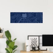 Poster Motif de circuit Geek bleu (Bureau à domicile)