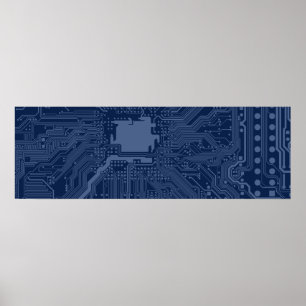 Poster Motif de circuit Geek bleu