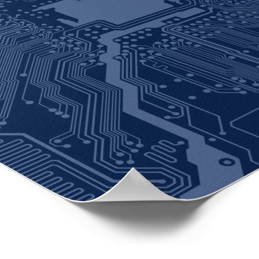 Poster Motif de circuit Geek bleu (Coin)