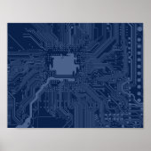 Poster Motif de circuit Geek bleu (Devant)