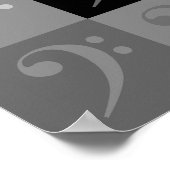 Poster Motif de Clé de Fa Noir Gris (Coin)