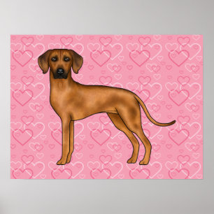 Poster Motif de cœur d'amour de chien Rhodesian Ridgeback