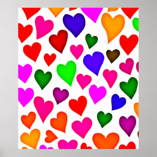 Poster Motif de cœur multicolore vibrant (Devant)