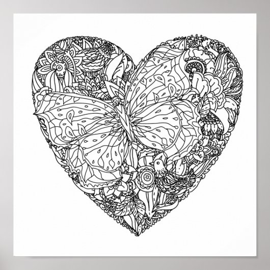 Poster Motif de coeur papillon 2 (Devant)