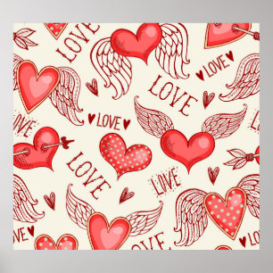 Poster Motif de coeur pour la Saint-Valentin