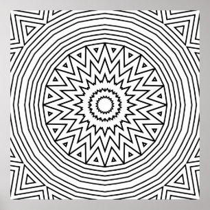 Poster Motif de coloriage de mandala en étoile éclatée en
