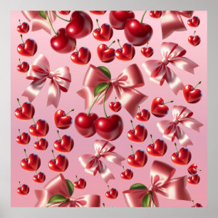 Poster Motif de Coquette Personnalisé avec un Nœud Cerise