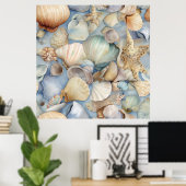 Poster Motif de coquillages aquarelles (Bureau à domicile)