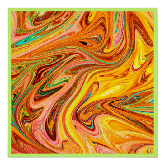 Poster Motif de couleurs Abstrait dynamique (Devant)