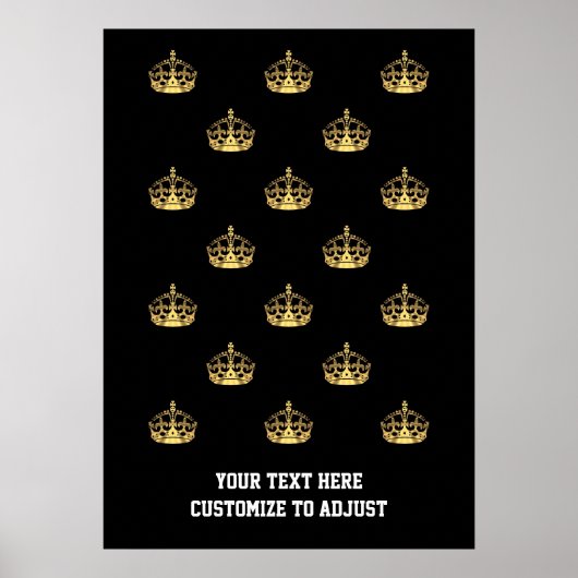 Poster Motif de couronne noir et or (Devant)