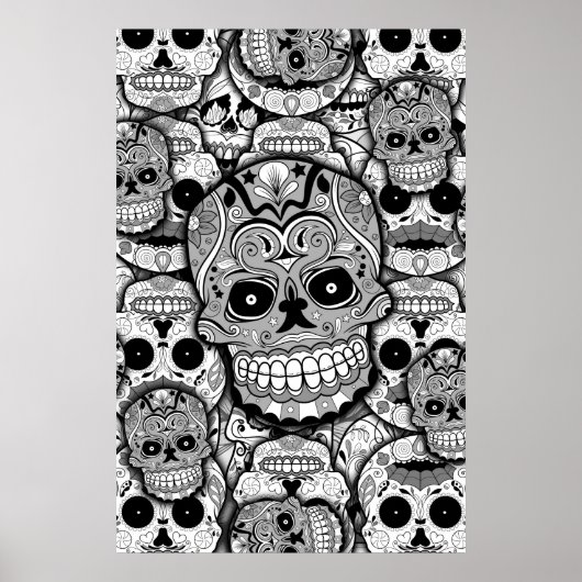 Poster Motif de crânes de sucre (Devant)