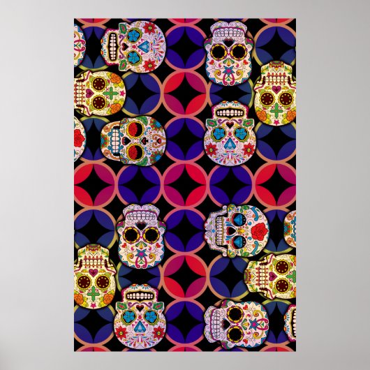 Poster Motif de crânes de sucre (Devant)