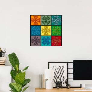 Poster Motif de croix à nœud celtique Pop Art