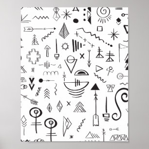 Poster Motif de croquis boho doodle