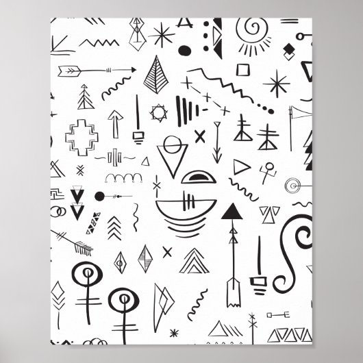 Poster Motif de croquis boho doodle (Devant)