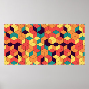 Poster motif de cubes de couleur géométrique et transpare