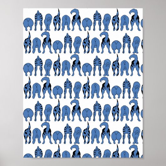 Poster Motif de Culs de Chien Bleu (Devant)