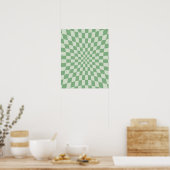 Poster Motif de damier distordu vert (Cuisine)