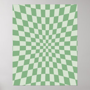 Poster Motif de damier distordu vert